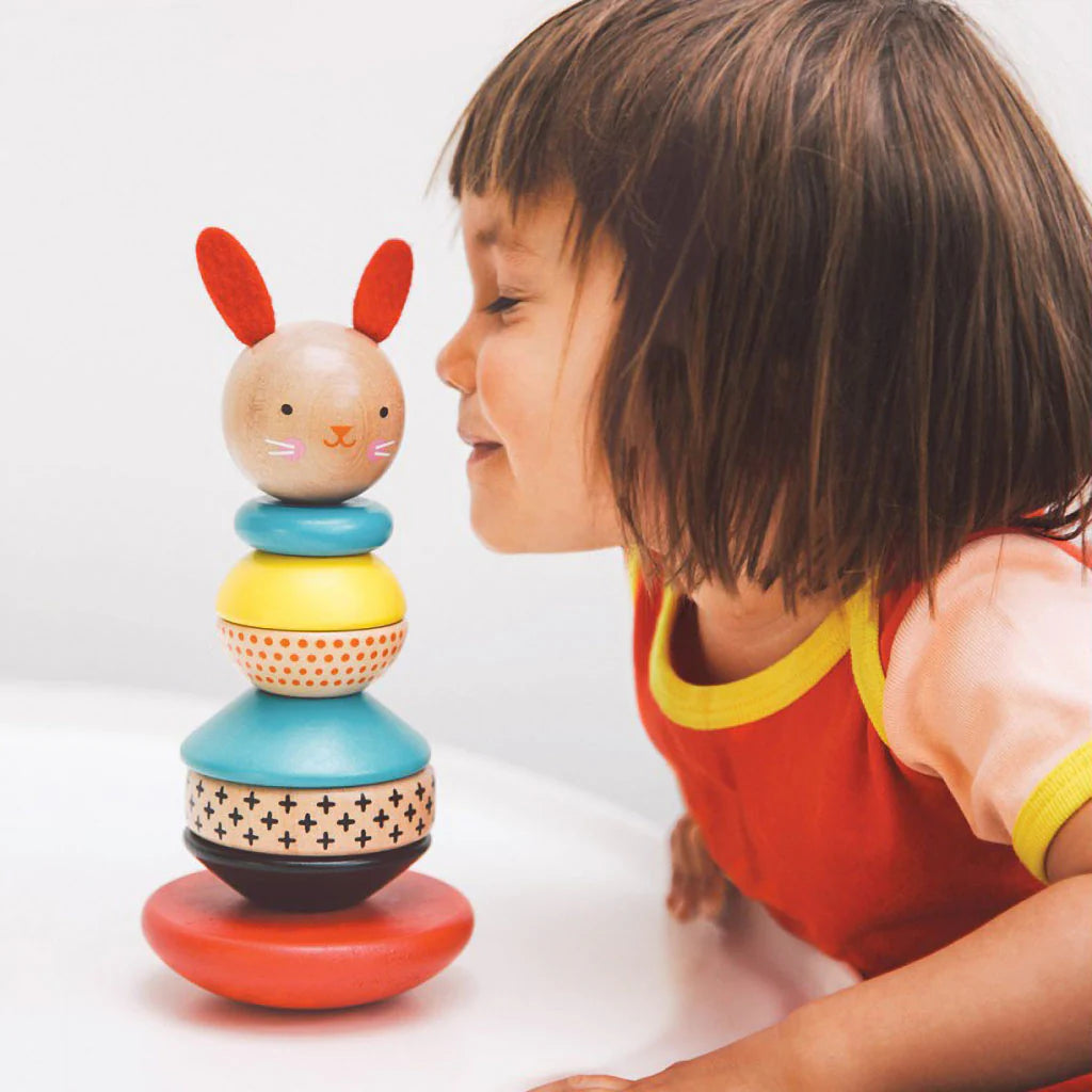 Modern Bunny Wooden Stacking Toy PetitCollage
