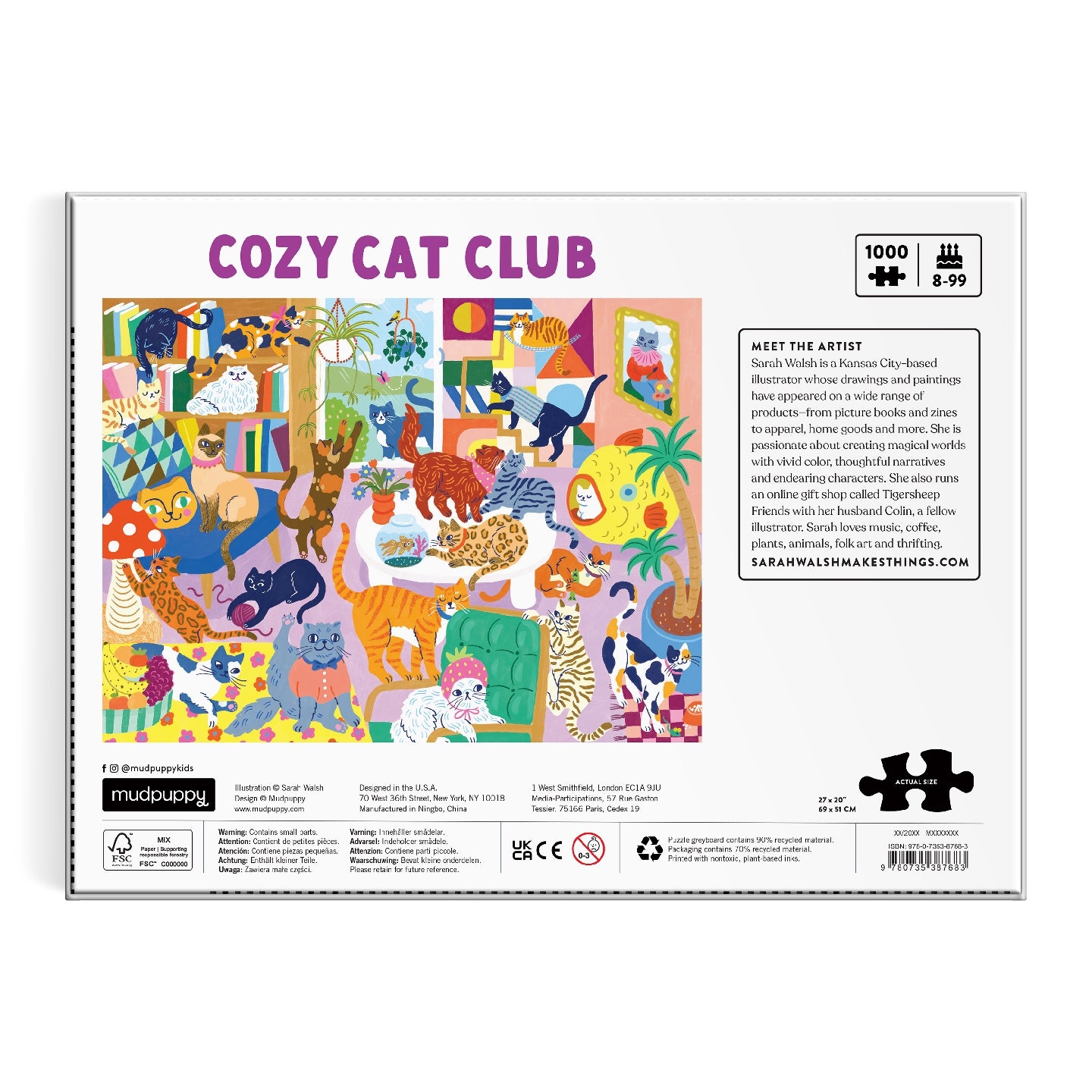Cozy Cat Club 1000 Piece Family Puzzle