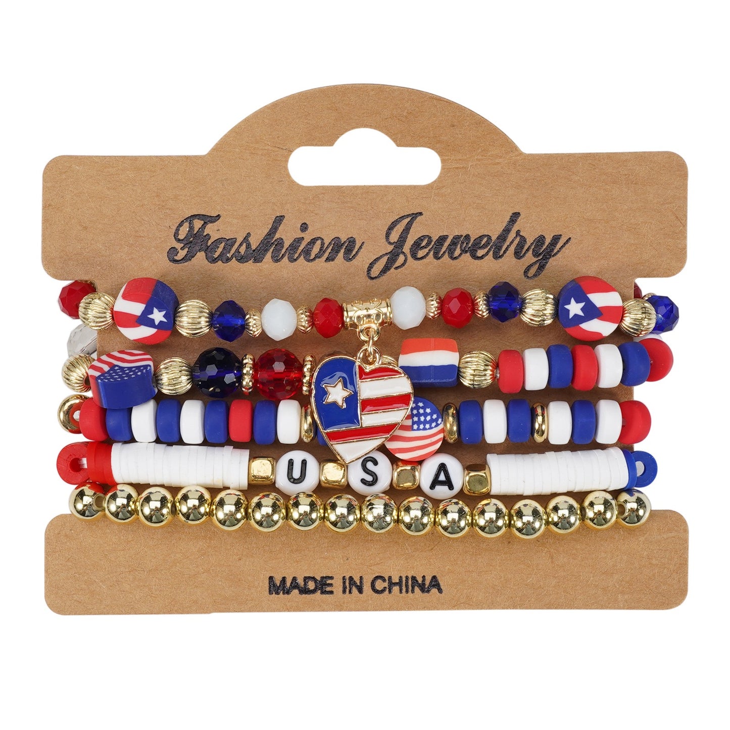 Patriotic Beaded Bracelet Stack – USA Red, White & Blue Jewelry