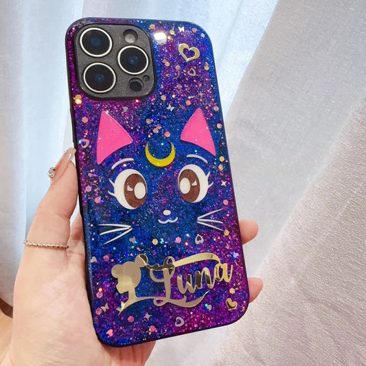 Sailor Moon Luna Handmade Glitter Phone Case