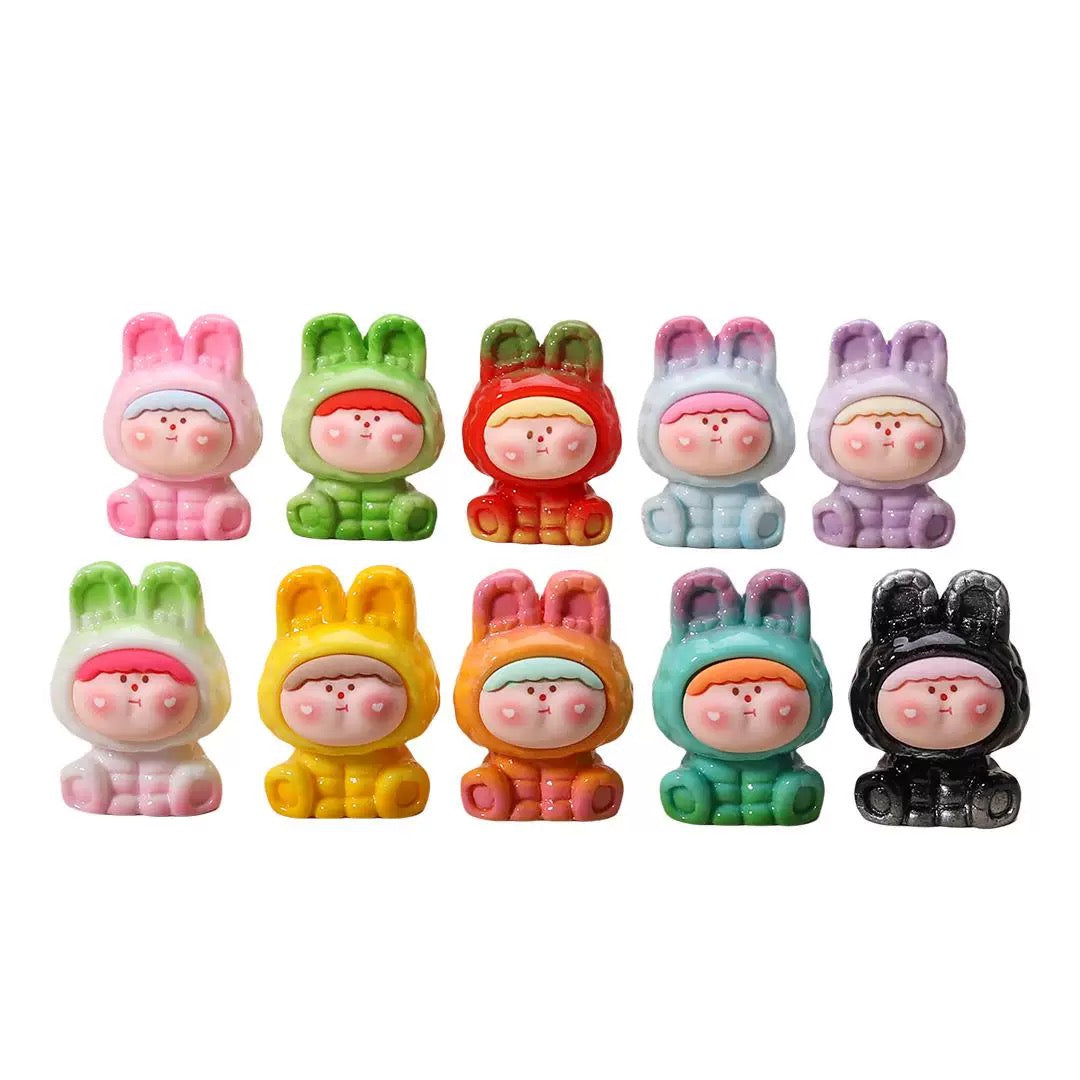 Colorful Bunny Baby Resin Figurines – Kawaii Mini Desk Decorations V Boutique Studio