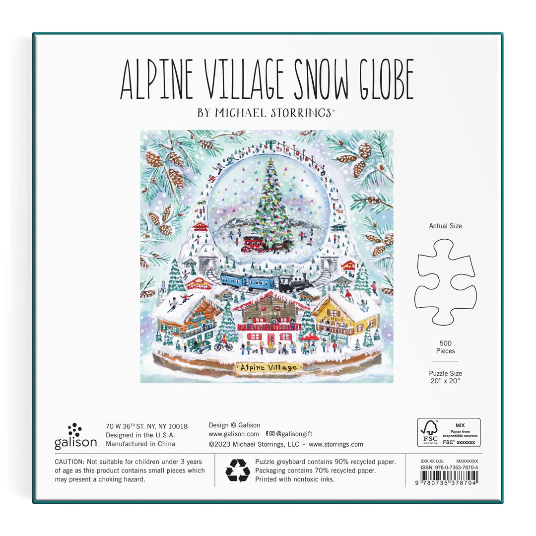 Michael Storrings Alpine Village Snowglobe 500 Piece Foil Puzzle Galison