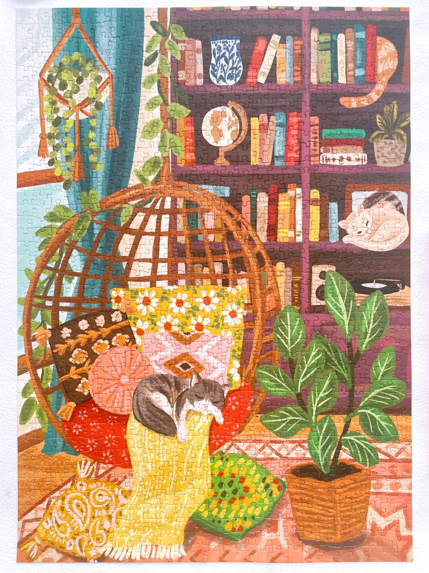 Cozy Cat Library 1000 Piece Jigsaw Puzzle