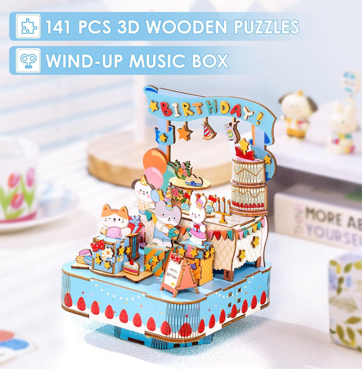 DIY Birthday Cake Music Box – 141pcs Puzzle Kit