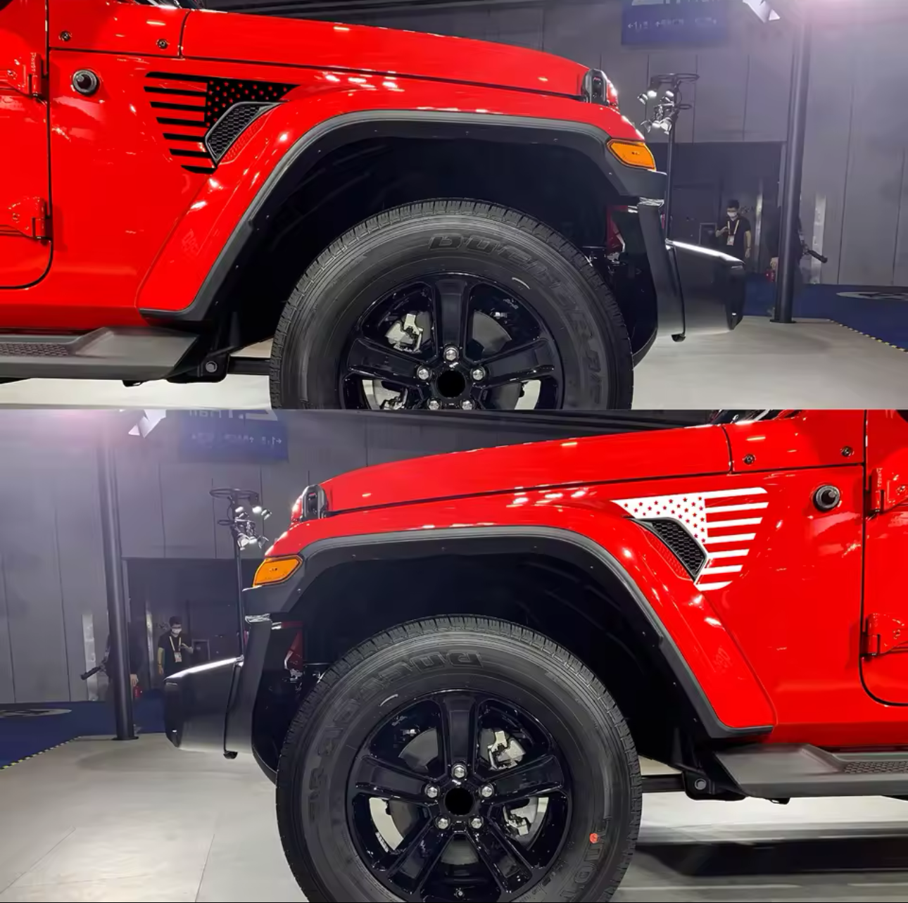2 Pcs USA Flag Fender Vent Decals – Multi-Color Vinyl Stickers for Jeep