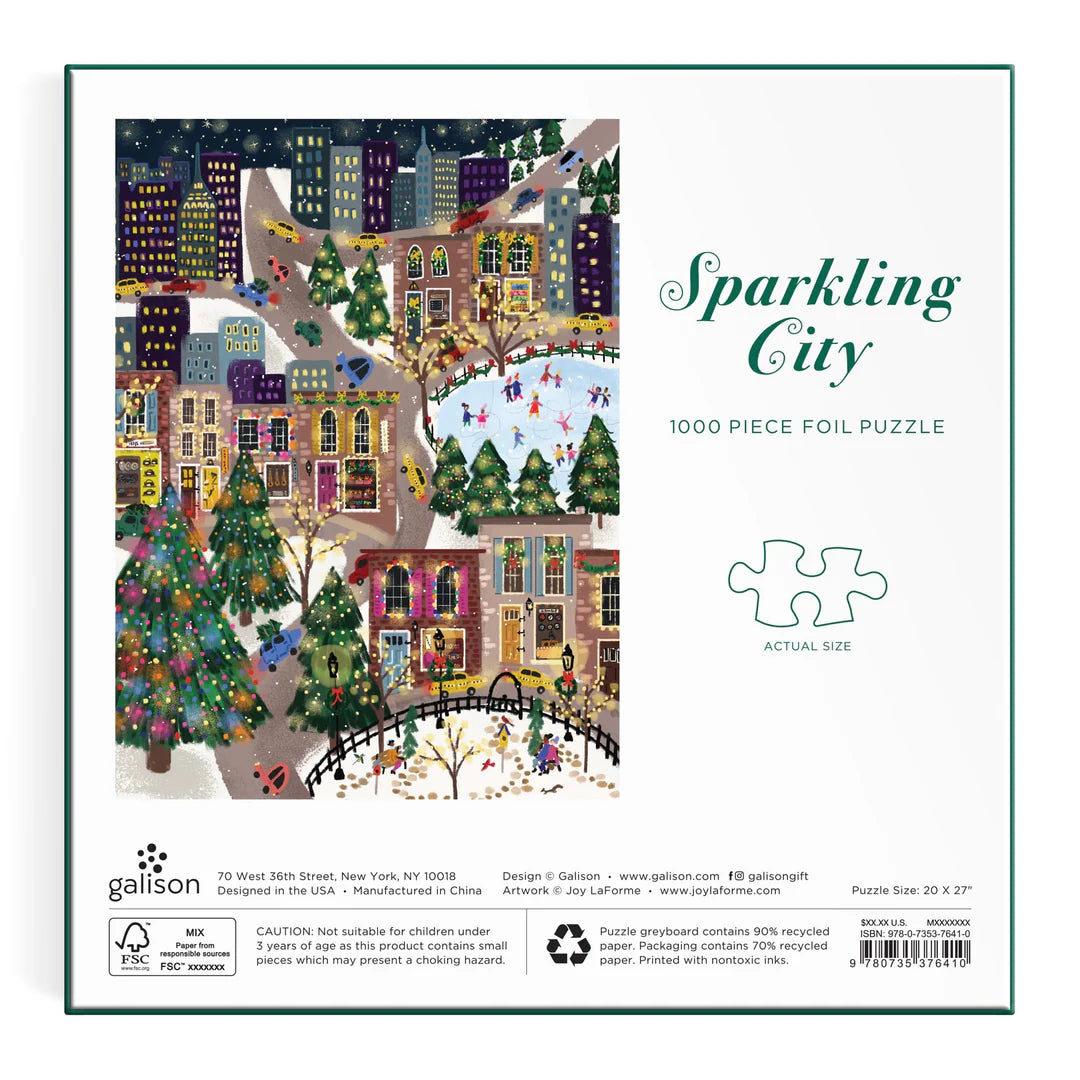 Joy Laforme Sparkling City 1000 Piece Foil Puzzle In a Square Box Galison