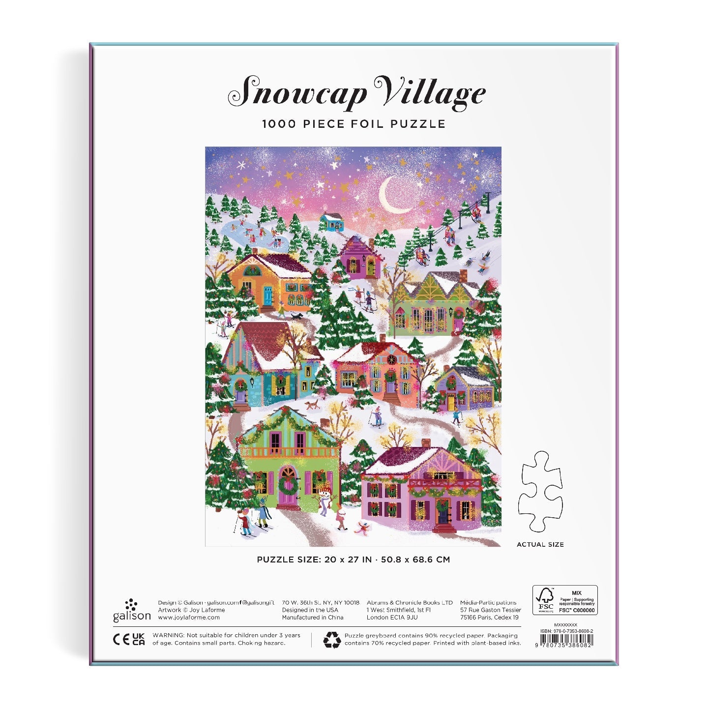 Joy Laforme Snowcap Village 1000 Piece Foil Puzzle Galison