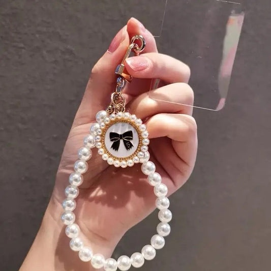 Handmade Beaded Pearl Bow Pendant Phone Lanyard V Boutique Studio-New