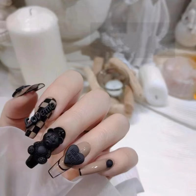 Black Bow Bear Press-on Nails