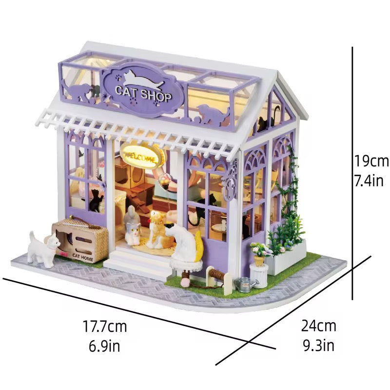 Cat Shop Miniature House – DIY Kit for Cat Lovers Cute Room