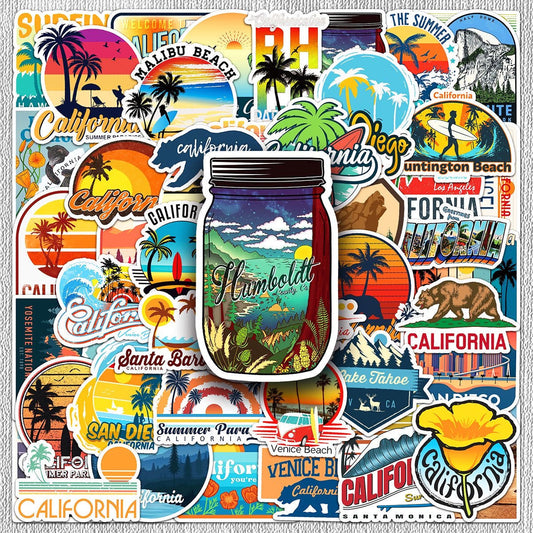 California DIY Outdoor Adventure Stickers - 50Pcs V Boutique Studio-New