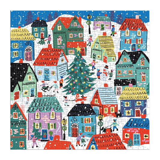 Christmas in the Village 500 Piece House Puzzle Galison