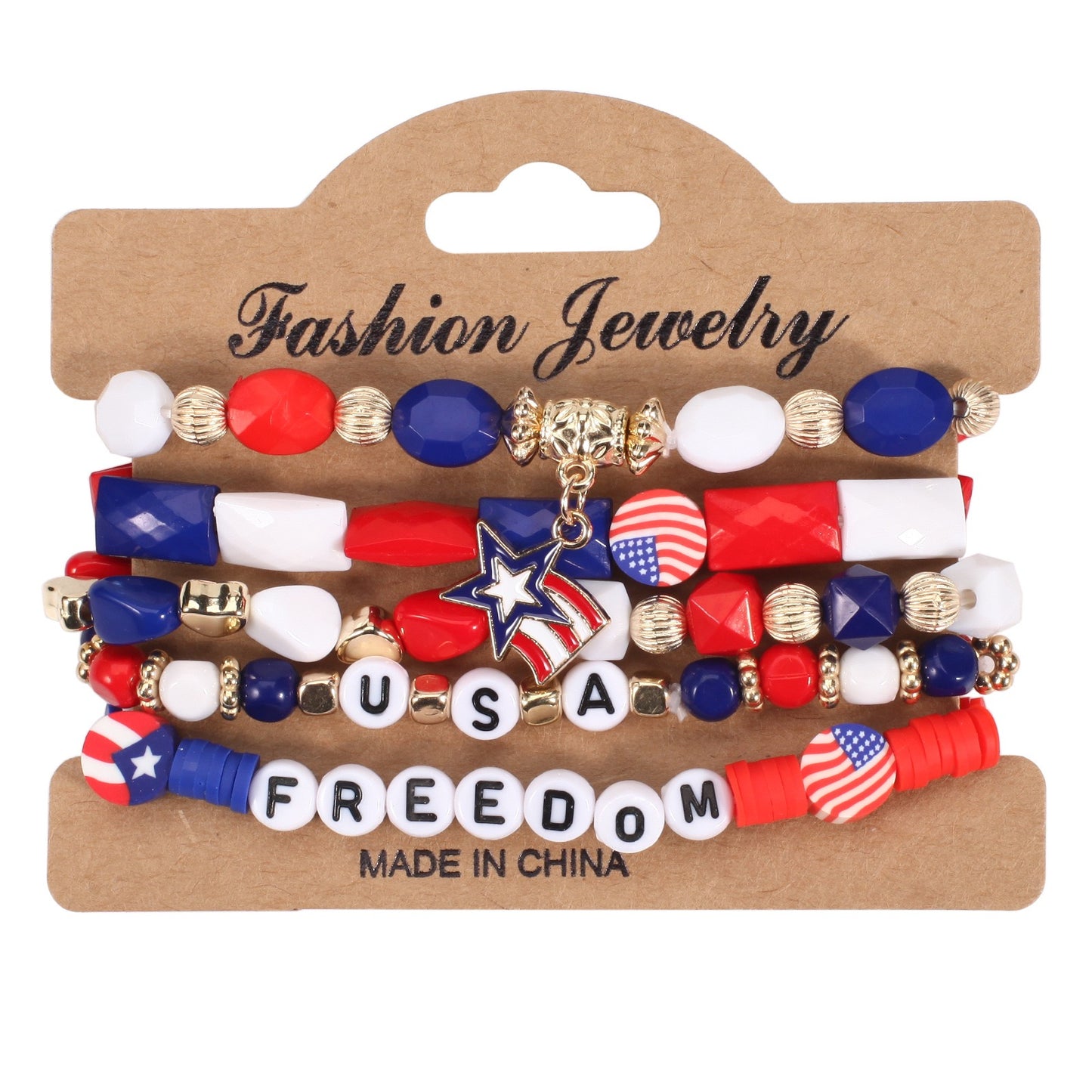 Patriotic Beaded Bracelet Stack – USA Red, White & Blue Jewelry