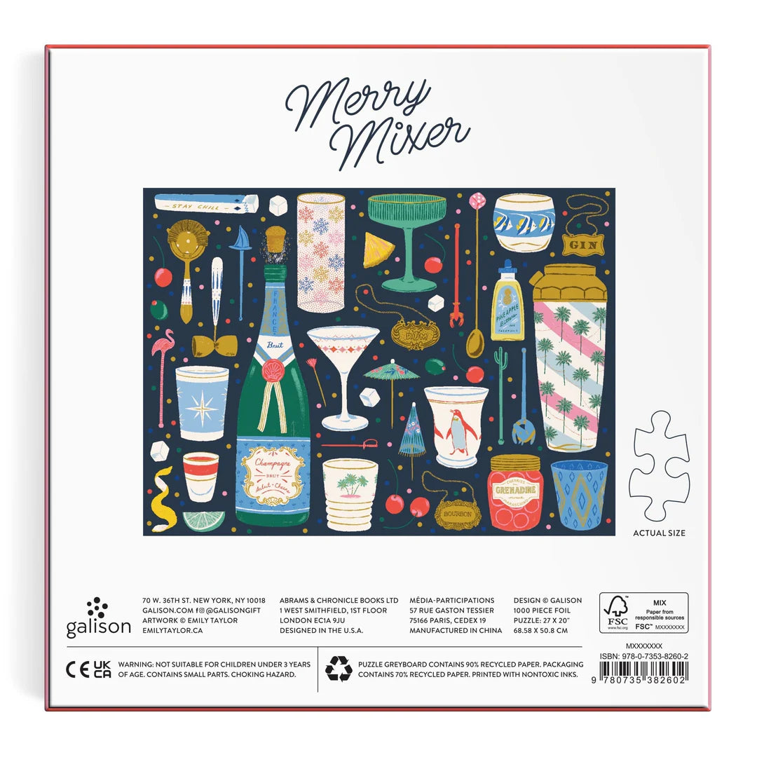 Merry Mixer 1000 Piece Foil Puzzle Galison
