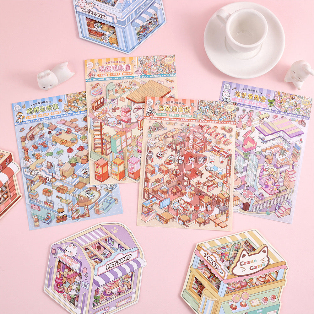Whimsical 3D Mini World Stickers – DIY Scene Kit for Journals & Crafts