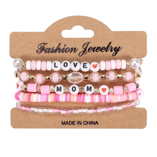 Mother’s Day Bracelet Stack – Pink & Gold Beaded Jewelry for Mom V Boutique Studio