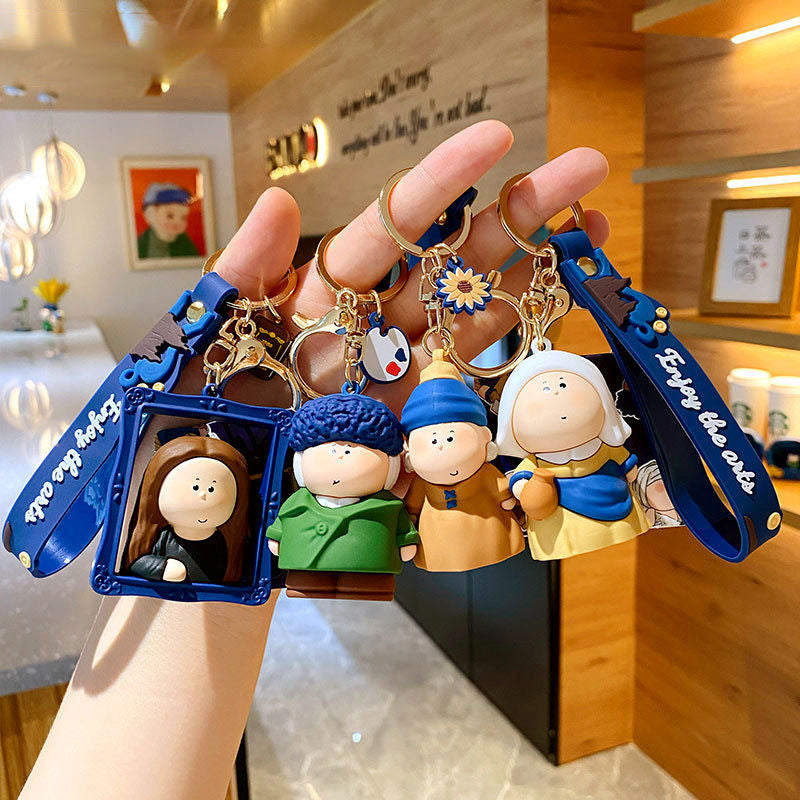 Cartoon Artist Keychain – Cute Accessories Inspired by Famous Paintings
