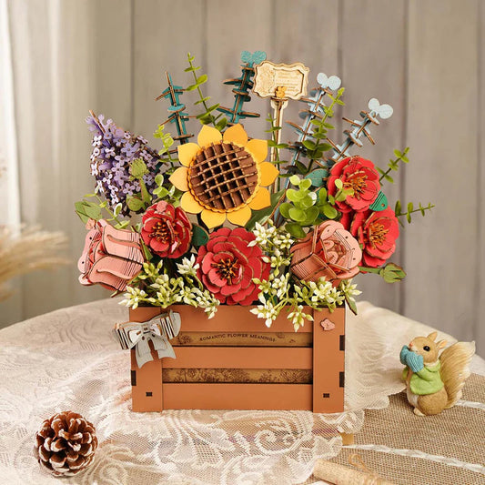 Romantic Wooden Flower Puzzle - Handcrafted 3D Floral Kit Robotime