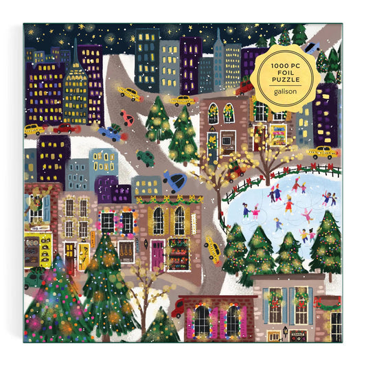 Joy Laforme Sparkling City 1000 Piece Foil Puzzle In a Square Box Galison