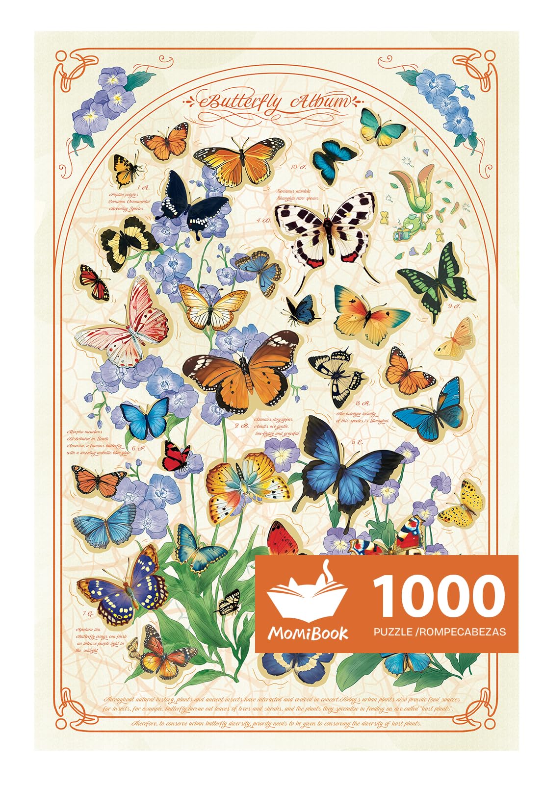 Momibook Butterfly Blooms 1000 Piece Jigsaw Puzzle Jigsaw puzzles