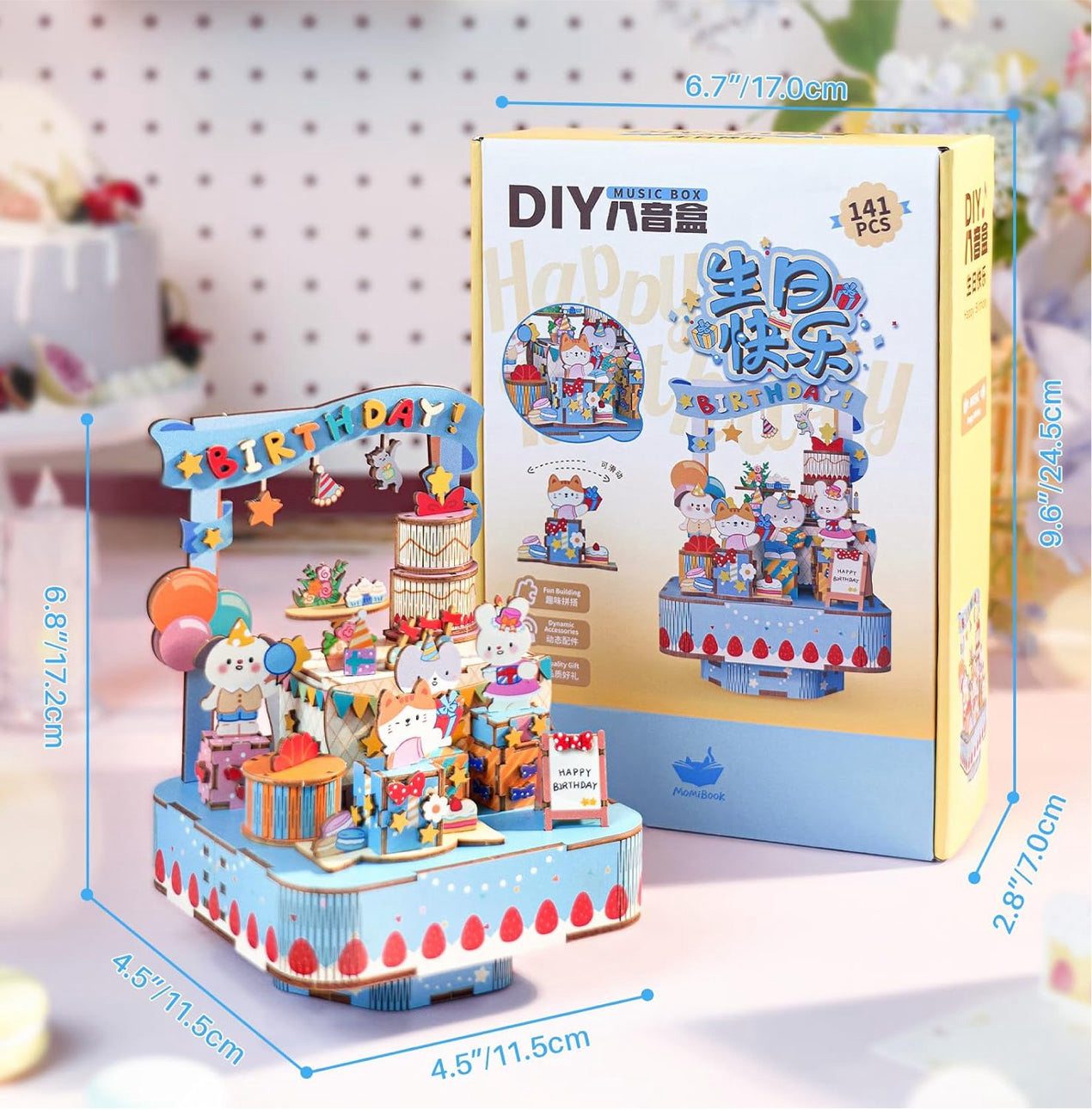 DIY Birthday Cake Music Box – 141pcs Puzzle Kit