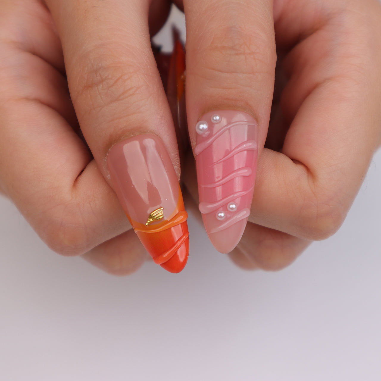 Tropical Coral Floral Press-On Nails