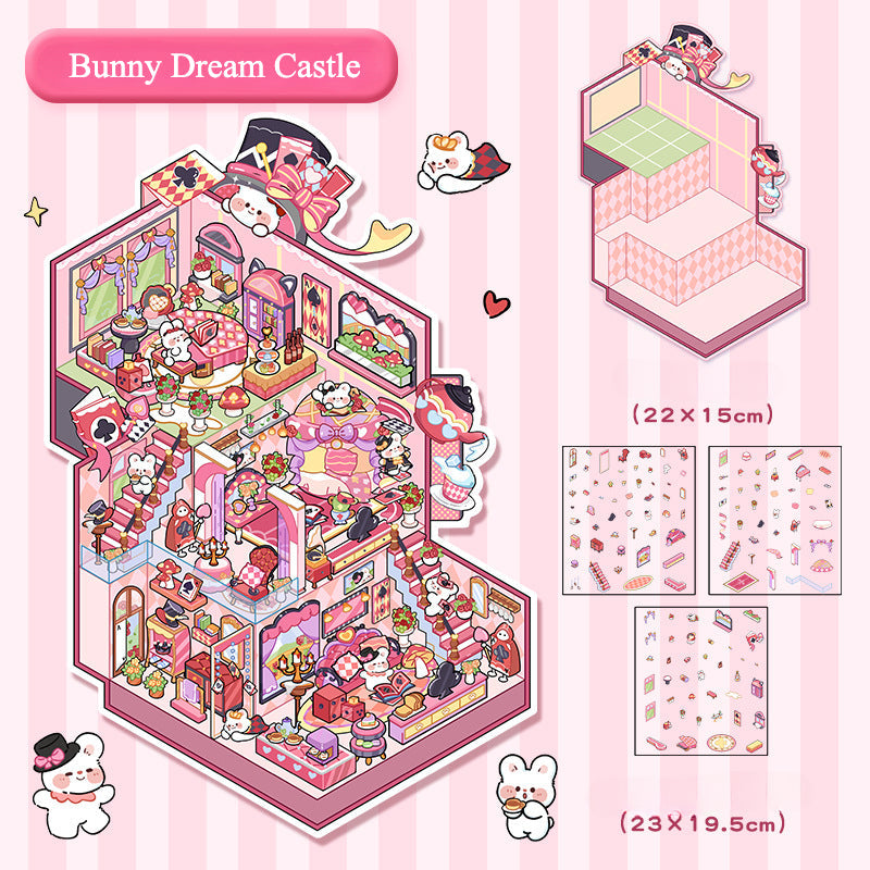 Kawaii Miniature Scene Stickers – 3D DIY for Scrapbooks & Journals