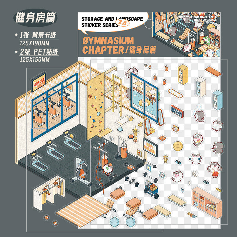 Mini World 3D Scene Stickers – DIY Room Kit for Journals & Crafts