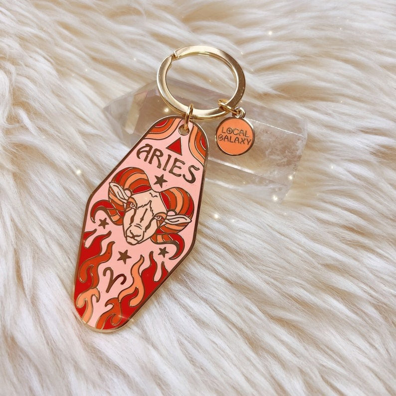 Zodiac Motel Keychain – Vintage Astrology Sign Gift