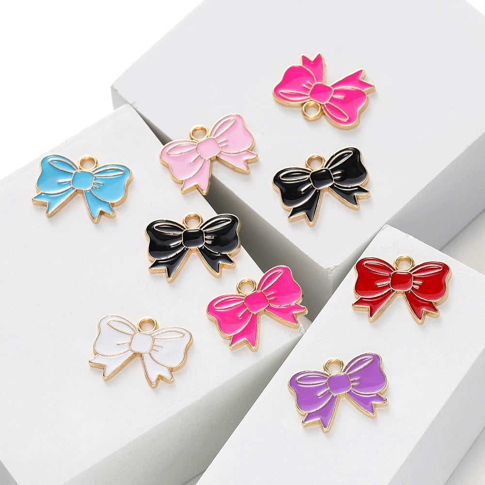 Colorful Bow Alloy Charms for Jewelry Making - Cute DIY & Craft Projects (Set of 8)