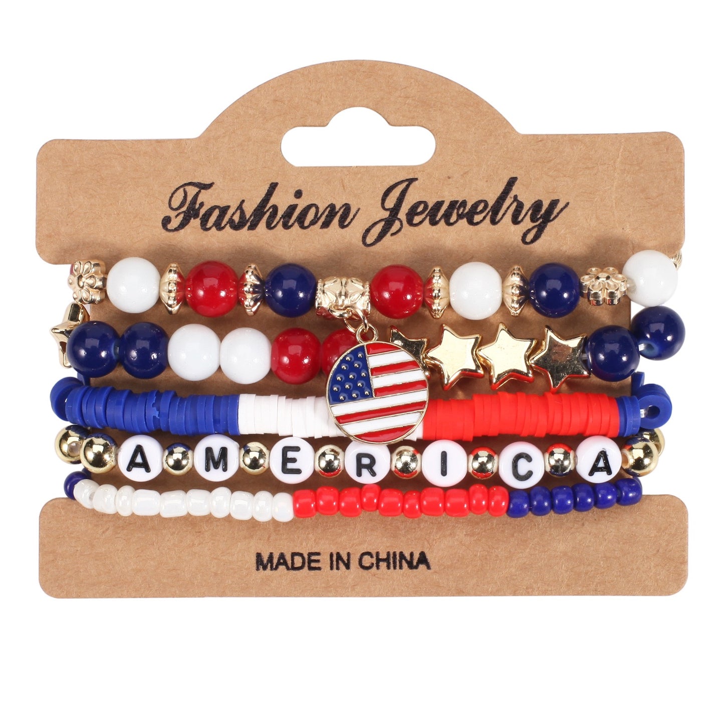 Patriotic Beaded Bracelet Stack – USA Red, White & Blue Jewelry