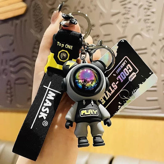 Astronaut Bear Keychain with Holographic Helmet - Cute Kawaii Space Accessory V Boutique Studio