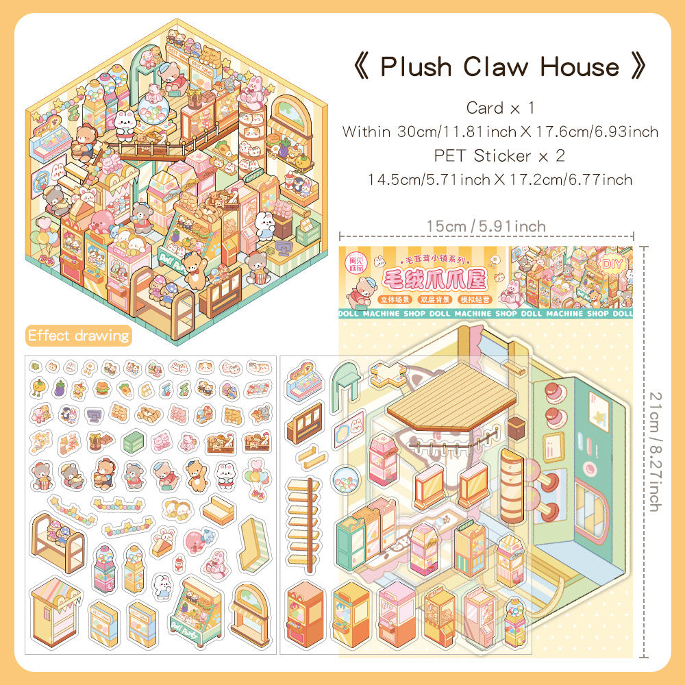 Whimsical 3D Mini World Stickers – DIY Scene Kit for Journals & Crafts