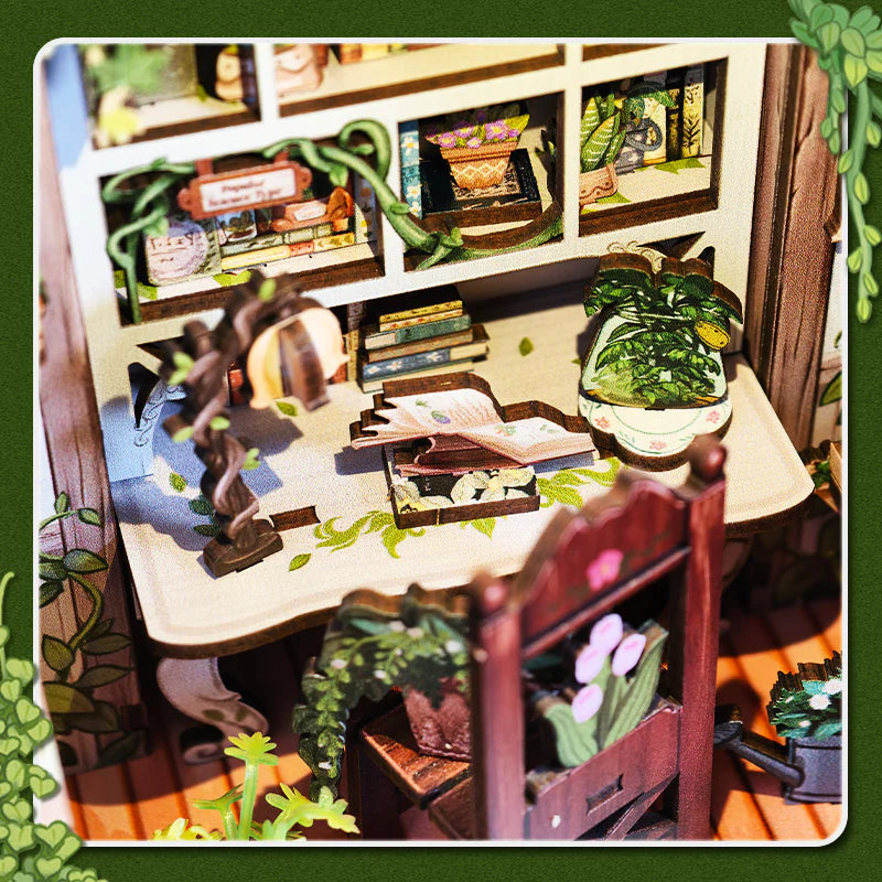 Green Life Bookshop – DIY Wooden Miniature Book Nook Kit