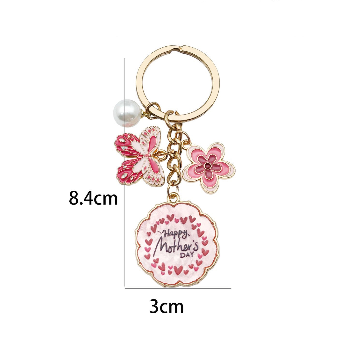 Mother’s Day Floral Keychain – Butterfly & Pearl Charm Gift V Boutique Studio