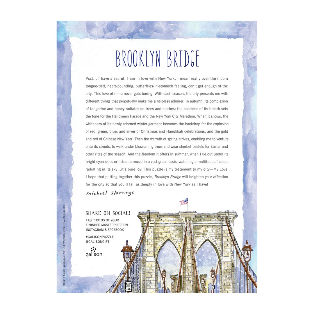 Michael Storrings Brooklyn Bridge 1000 Piece Jigsaw Puzzle Galison