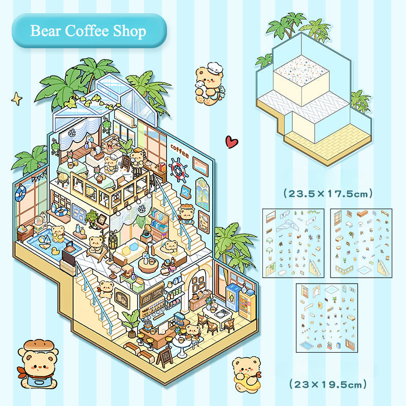 Kawaii Miniature Scene Stickers – 3D DIY for Scrapbooks & Journals