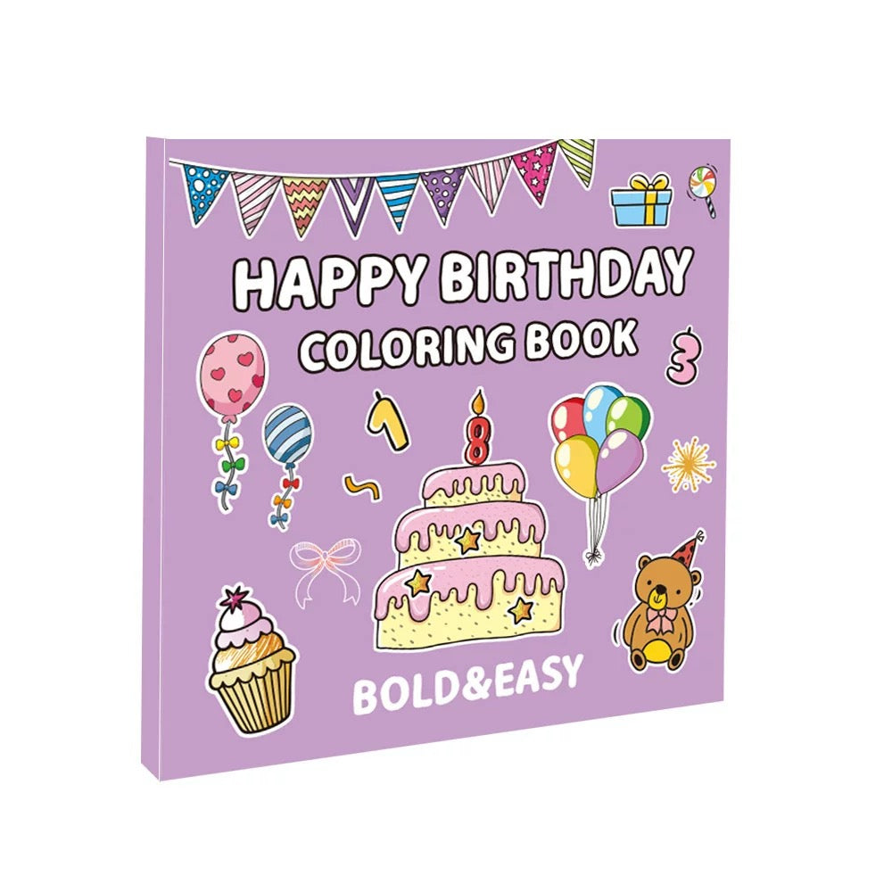 Happy Birthday Coloring Book – Fun & Easy Celebration-Themed Illustrations
