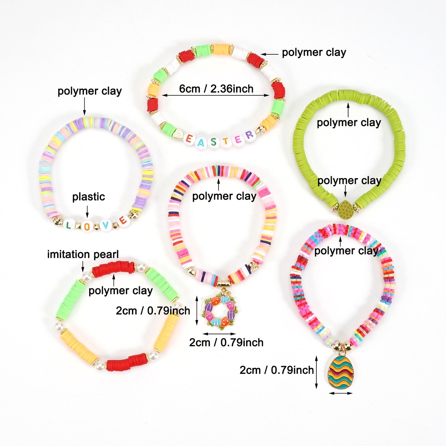 Easter Beaded Bracelet Stack – Colorful Holiday Jewelry with Bunny & Egg Charms