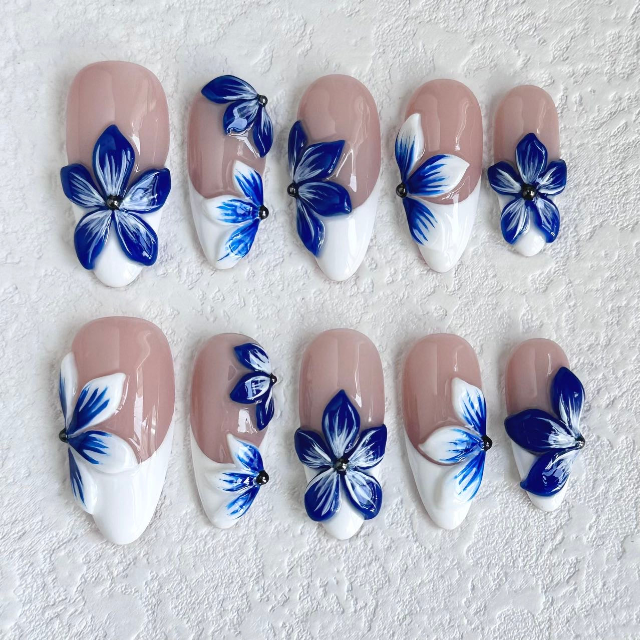 Blue Blossom Press-on Nails