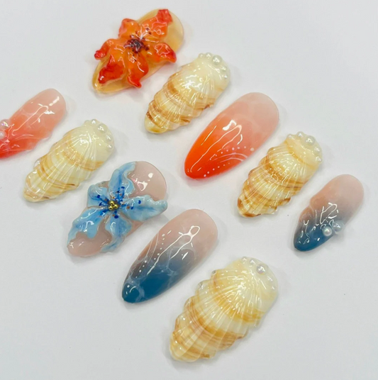 Seashell Serenity Press-on Nails V Boutique Studio