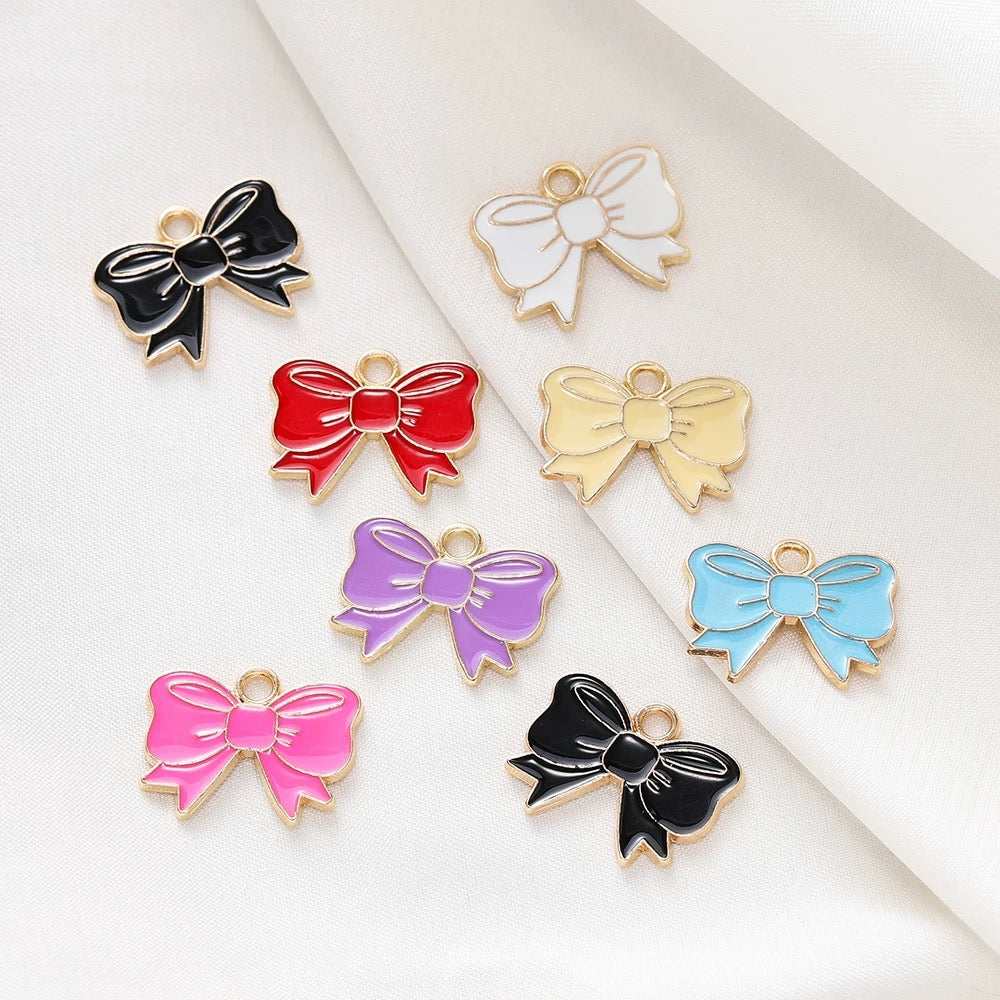 Colorful Bow Alloy Charms for Jewelry Making - Cute DIY & Craft Projects (Set of 8)