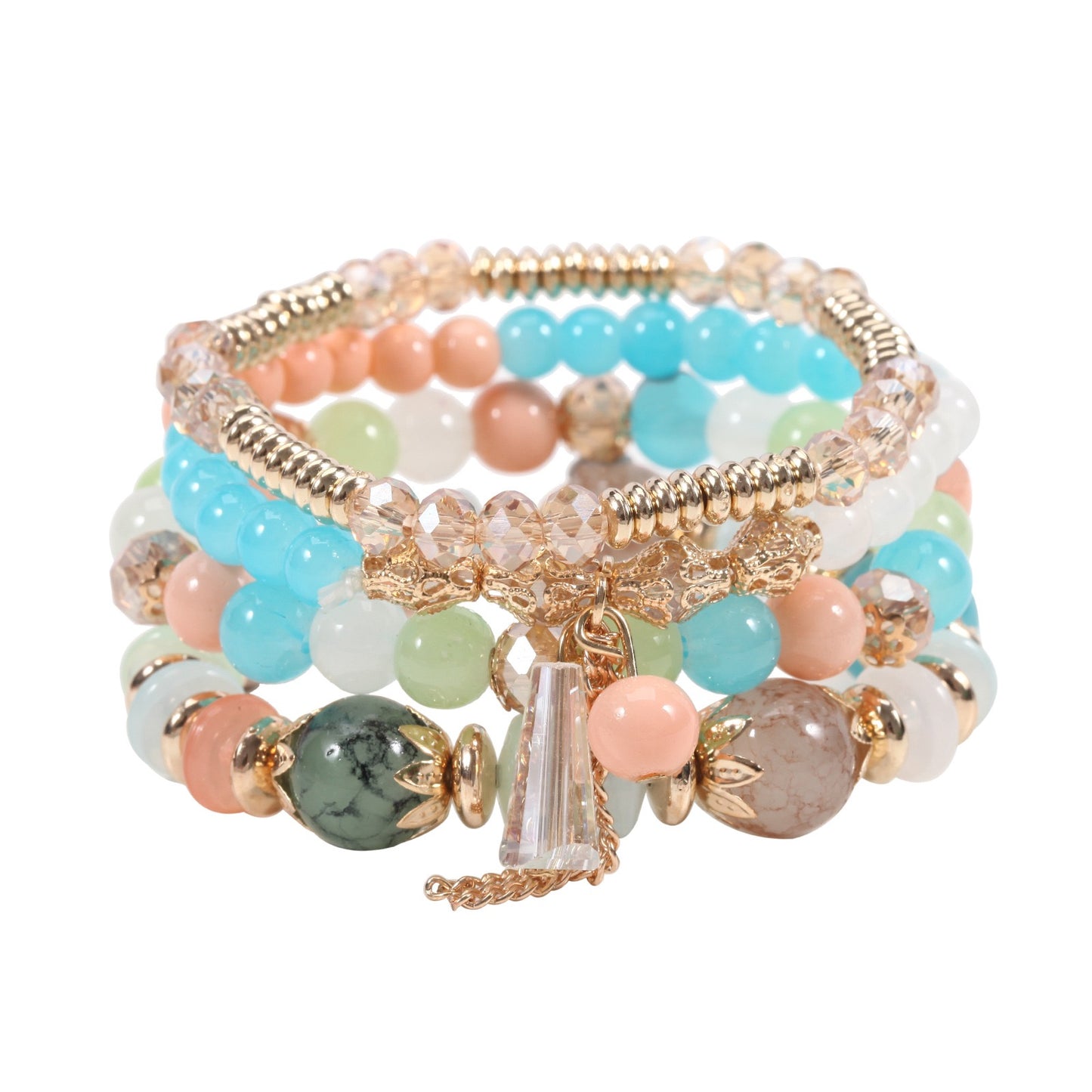 Elegant Crystal Beaded Bracelet Stack – Multi-Layer Fashion Jewelry