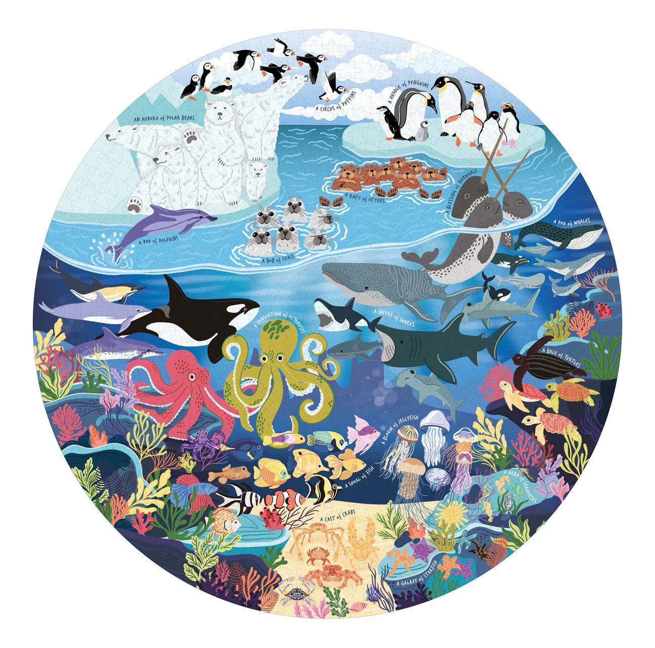 Ocean Lover's 1000 Piece Circular Jigsaw Puzzle
