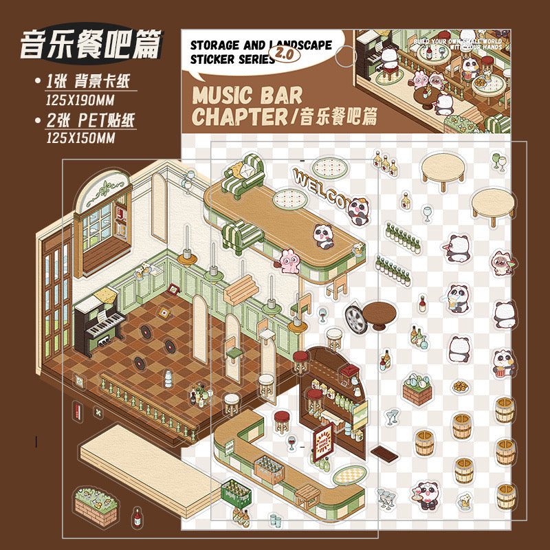 Mini World 3D Scene Stickers – DIY Room Kit for Journals & Crafts