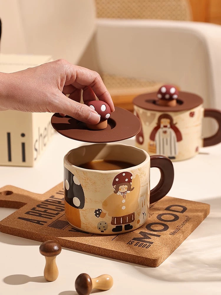 Retro Mushroom Girl Ceramic Mug
