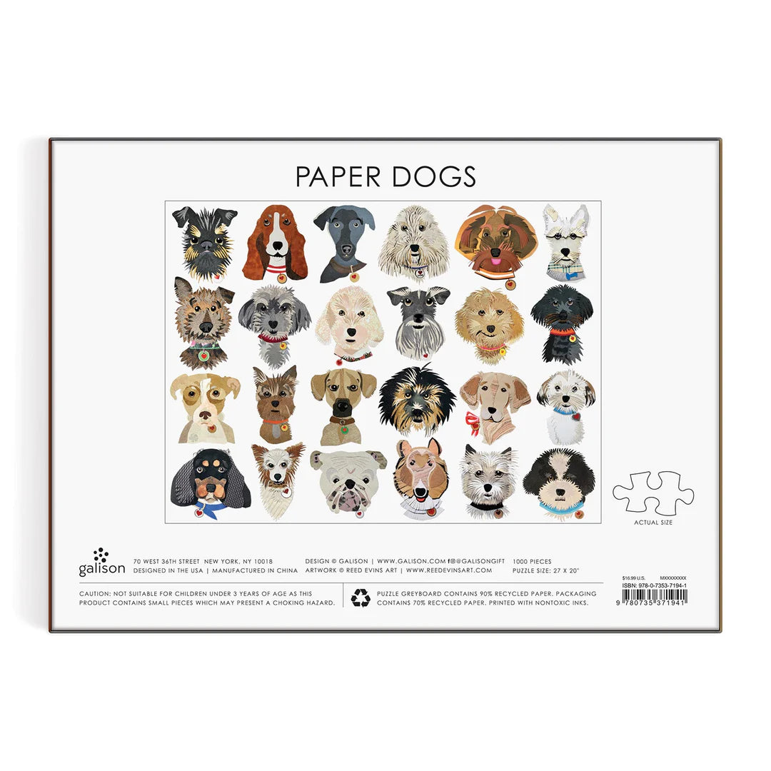 Paper Dogs 1000 Piece Puzzle Galison