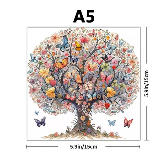 Butterfly Tree Wooden Puzzle – Whimsical Jigsaw Puzzle Gift for Puzzle Lovers V Boutique Studio
