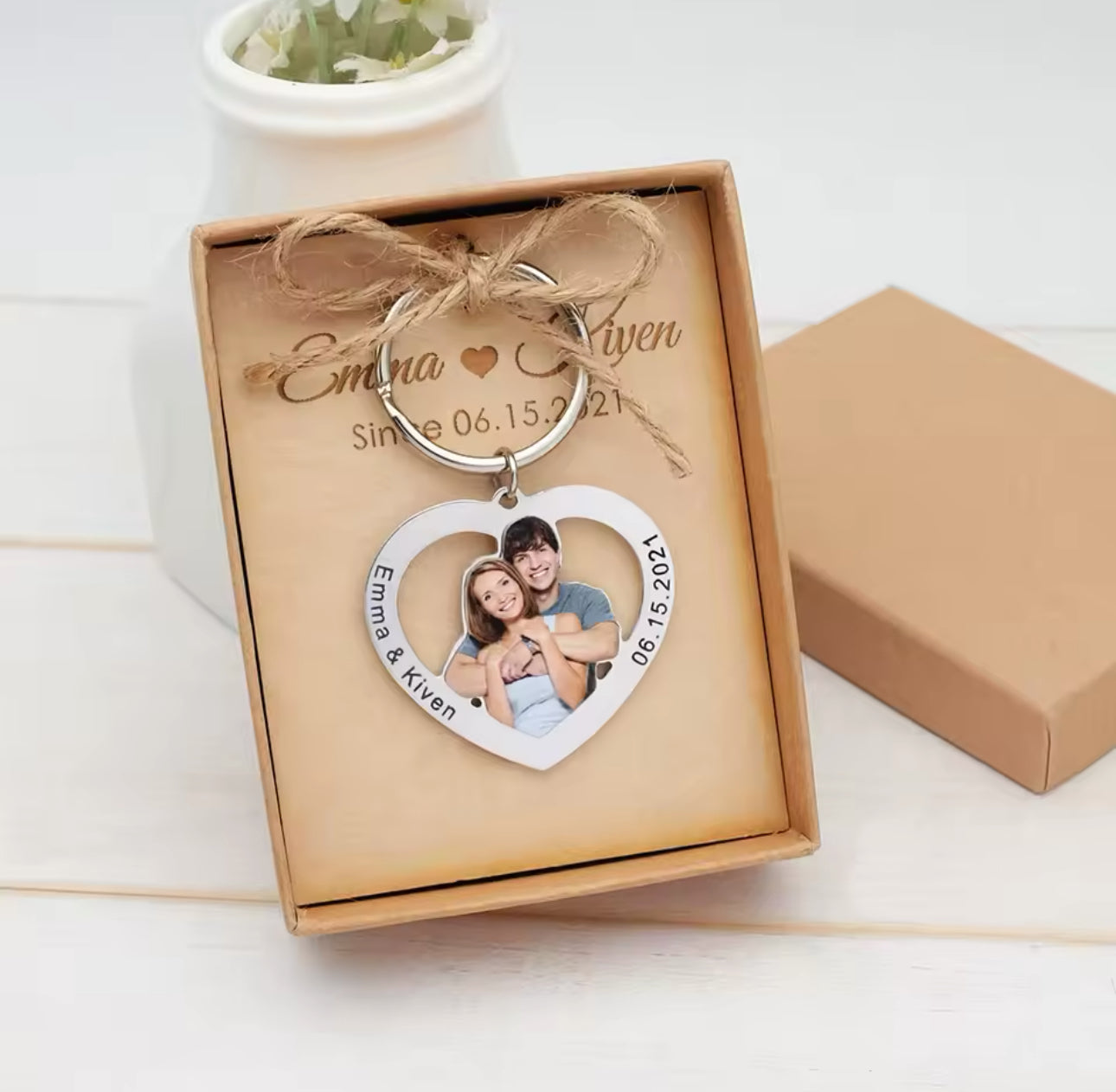 Custom Photo Keychain – Personalized Engraved Gift for Family or Friends