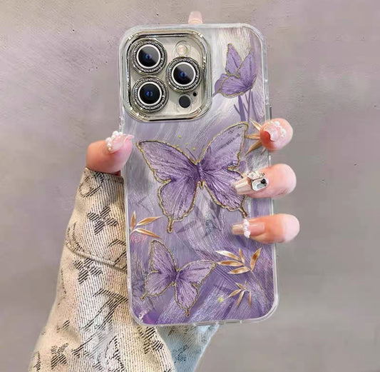 Elegant Feathered Silk Ink Bamboo Butterfly Shockproof Phone Case V Boutique Studio
